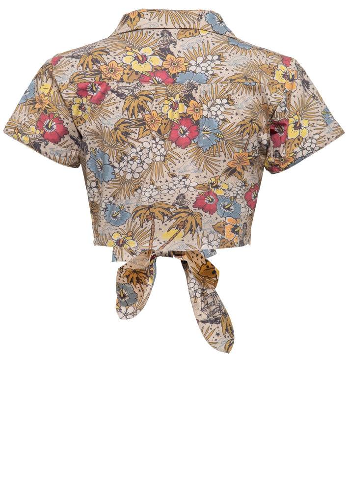 Queen Kerosin Bluse mit hawaiianischem Muster Cyber Monday