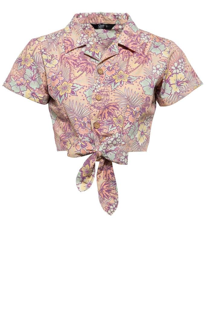 Queen Kerosin Bluse mit hawaiianischem Muster Cyber Monday