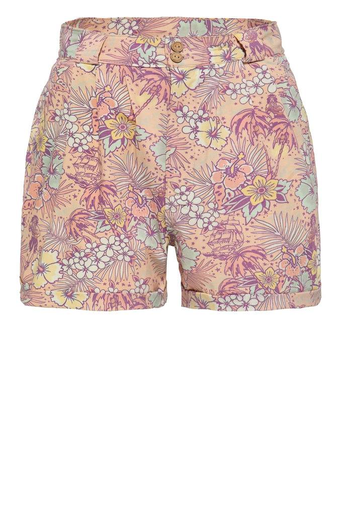 Queen Kerosin Shorts mit hawaiianischem All-Over-Muster Osterangebot