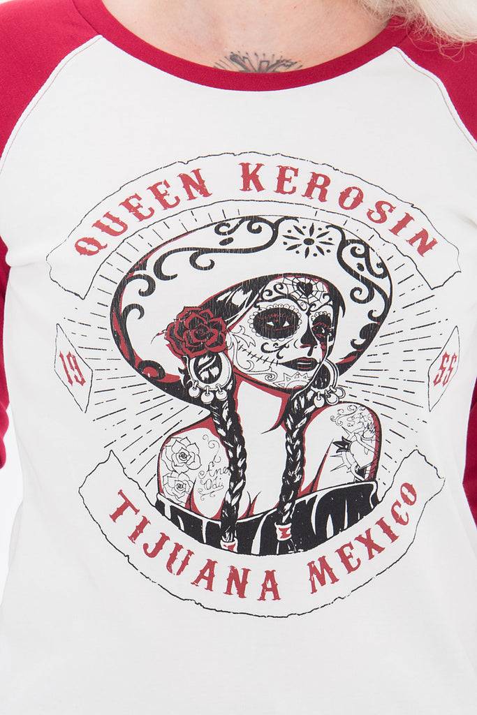 Queen Kerosin Sweater in Two-Tone Optik «Tijuana Mexico» Muttertagsangebot