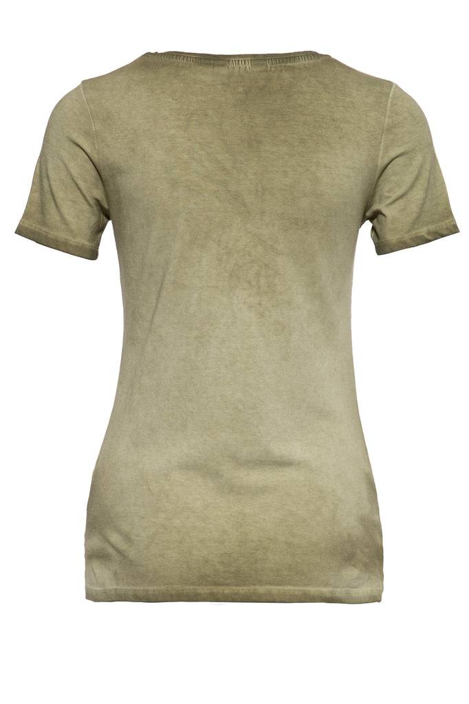 Queen Kerosin Slim Fit T-Shirt mit Retro-Print und Oilwash-Effekt «Velden Village 2020» Valentinstagsangebot