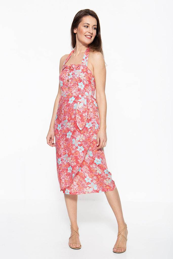Queen Kerosin Sommerkleid mit tropischem Muster