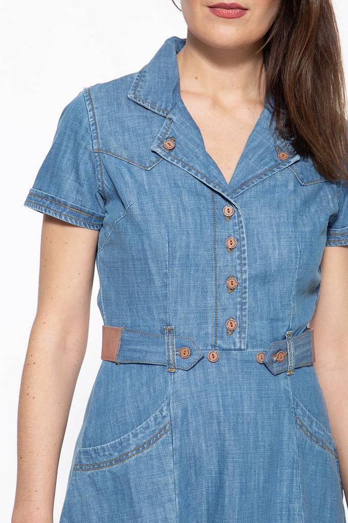 Queen Kerosin Denim Kleid im Westernlook Online Outlet
