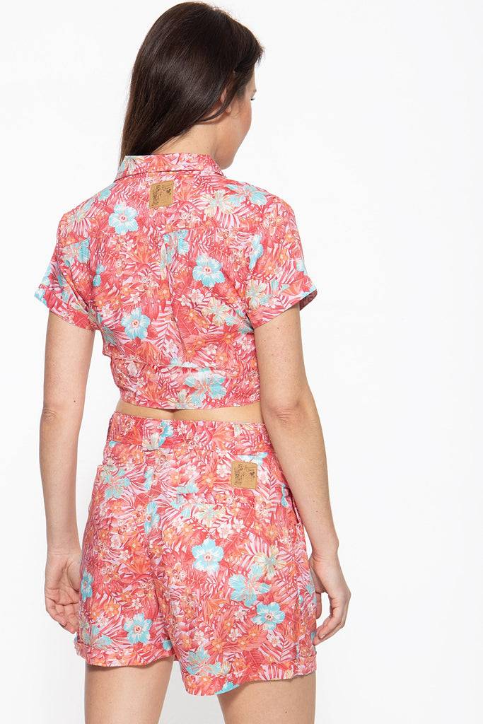 Queen Kerosin Bluse mit tropischem Muster Zeitlich begrenztes Angebot