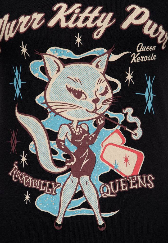 Queen Kerosin T-Shirt «Purr Kitty Purr» Sonderangebote