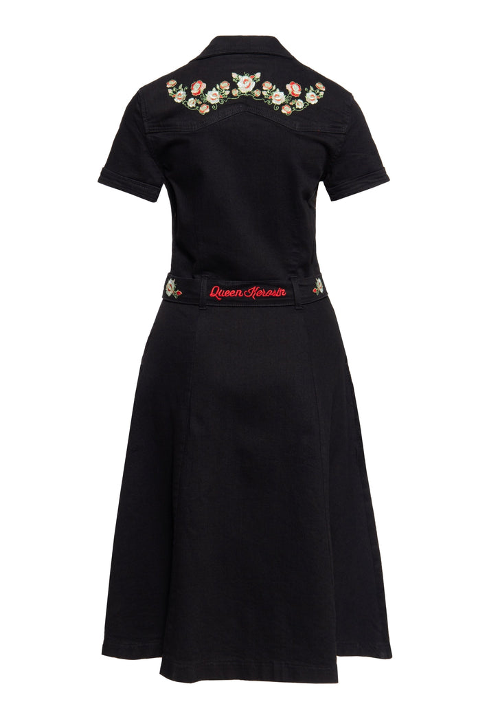Queen Kerosin 50s Swing Jeanskleid mit Stickerei Wochenangebot
