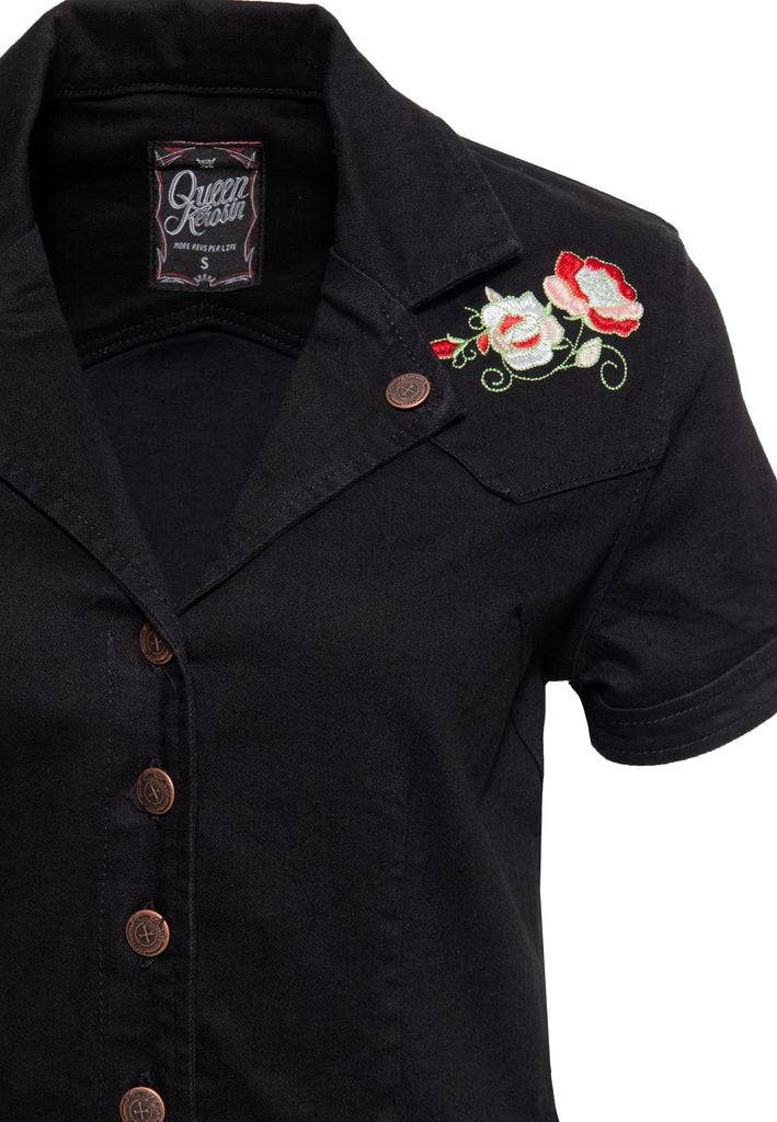 Queen Kerosin 50s Swing Jeanskleid mit Stickerei Wochenangebot