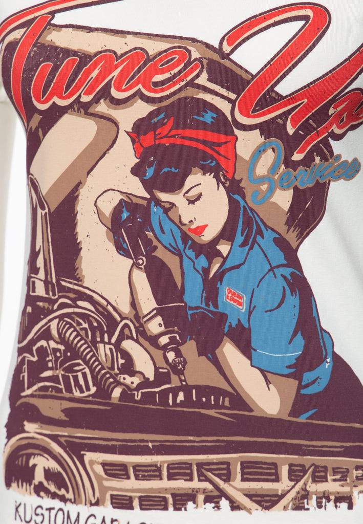 Queen Kerosin T-Shirt mit V-Ausschnitt «Tune Up» JETZT KAUFEN