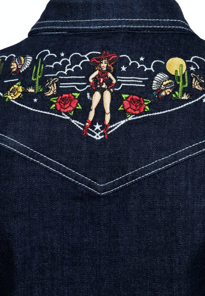 Queen Kerosin Denim Jeansjacke im Western-Style Zeitbegrenzte Promotion