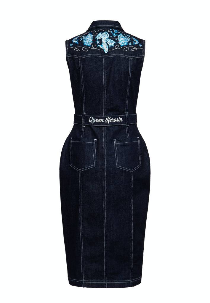Queen Kerosin Denim Bleistiftkleid Vierteljährliche Förderung