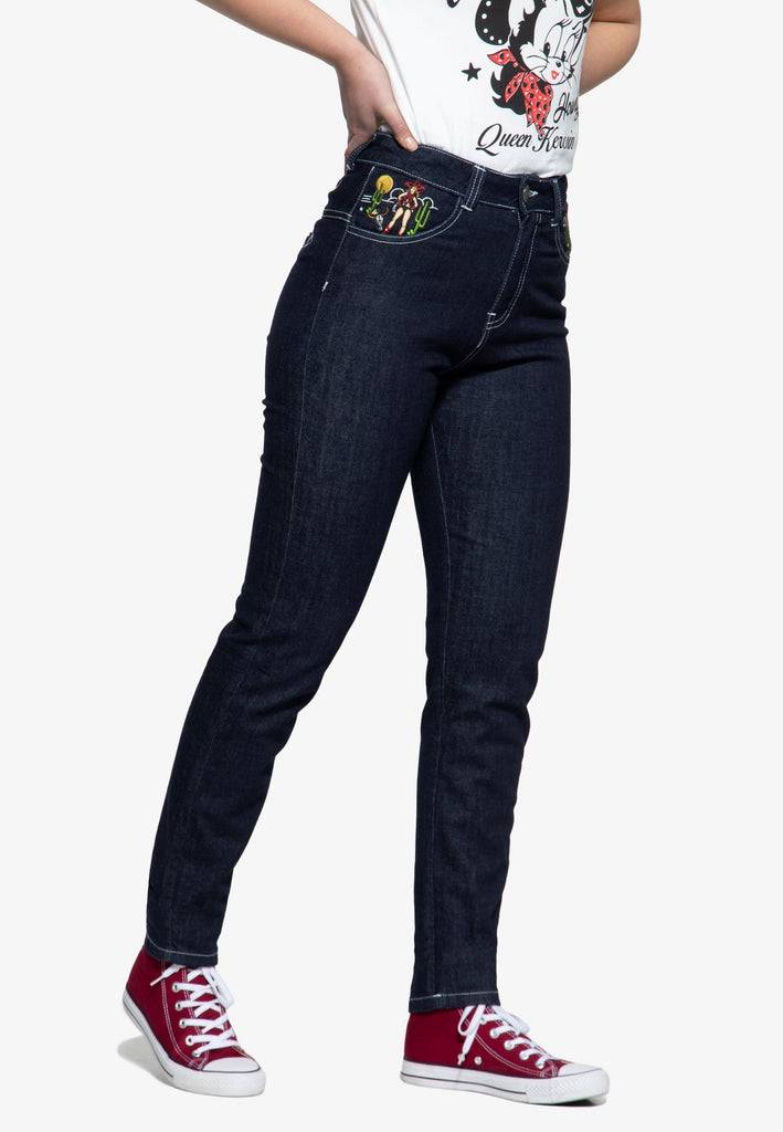Queen Kerosin High Waist Jeanshose Günstiger Verkauf