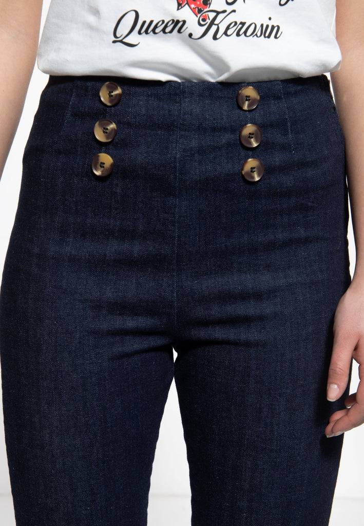 Queen Kerosin High Waist Capri Jeanshose Limitierter Zeitrabatt