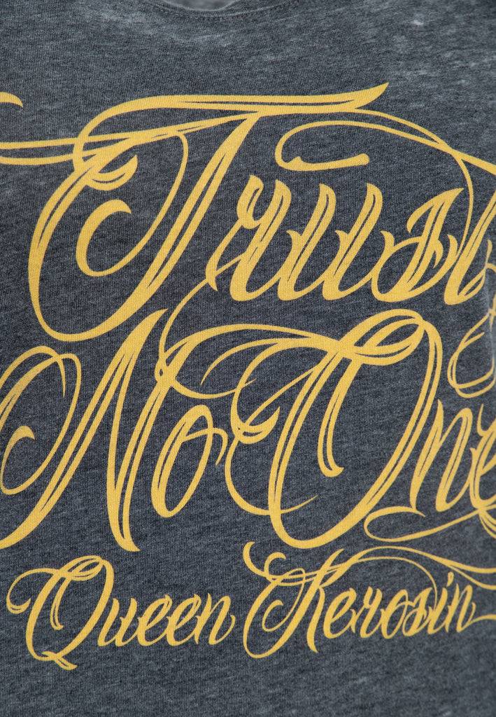 Queen Kerosin T-Shirt Enzyme Wash «Trust No One» Heißer Verkauf