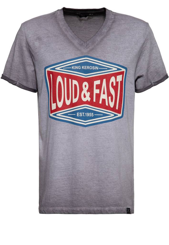Queen Kerosin Oilwash T-Shirt «Loud & Fast» Top Angebot
