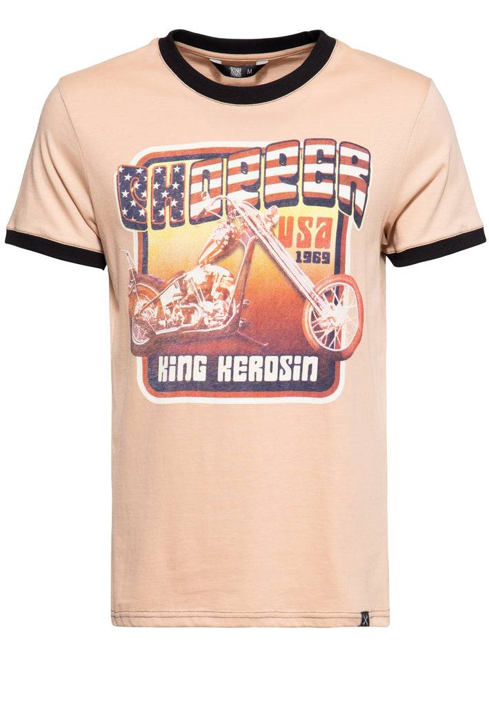 Queen Kerosin Contrast T-Shirt «Chopper USA» Neueste Mode