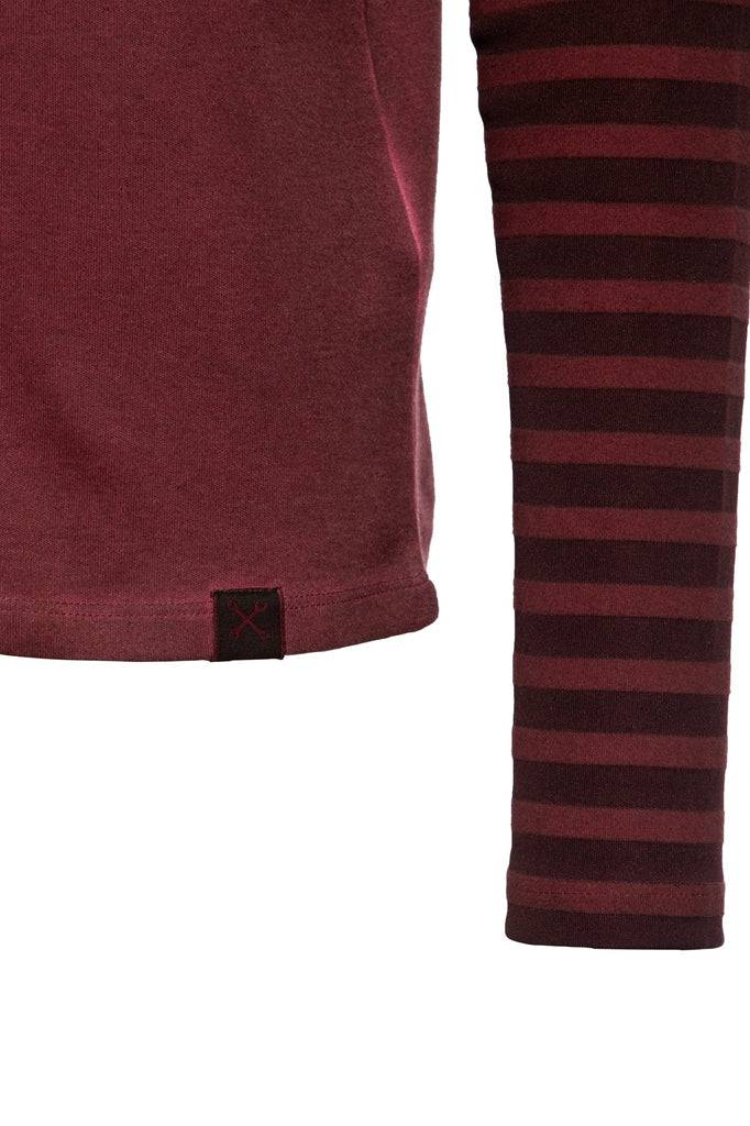 Queen Kerosin Longsleeve mit gestreiften Ärmeln und Stickerei im Rücken «Tough as Nails» VIP-Rabatte