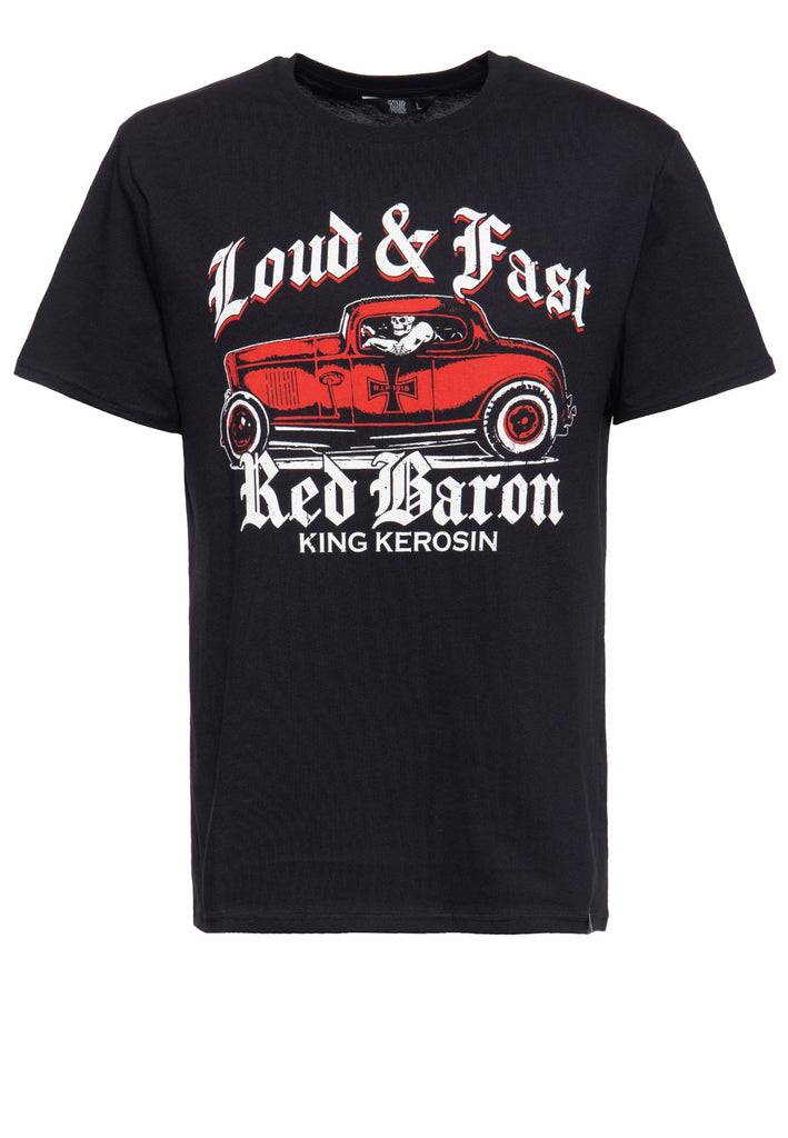 Queen Kerosin T-Shirt mit Print in der Front «Red Baron» Tiefpreis