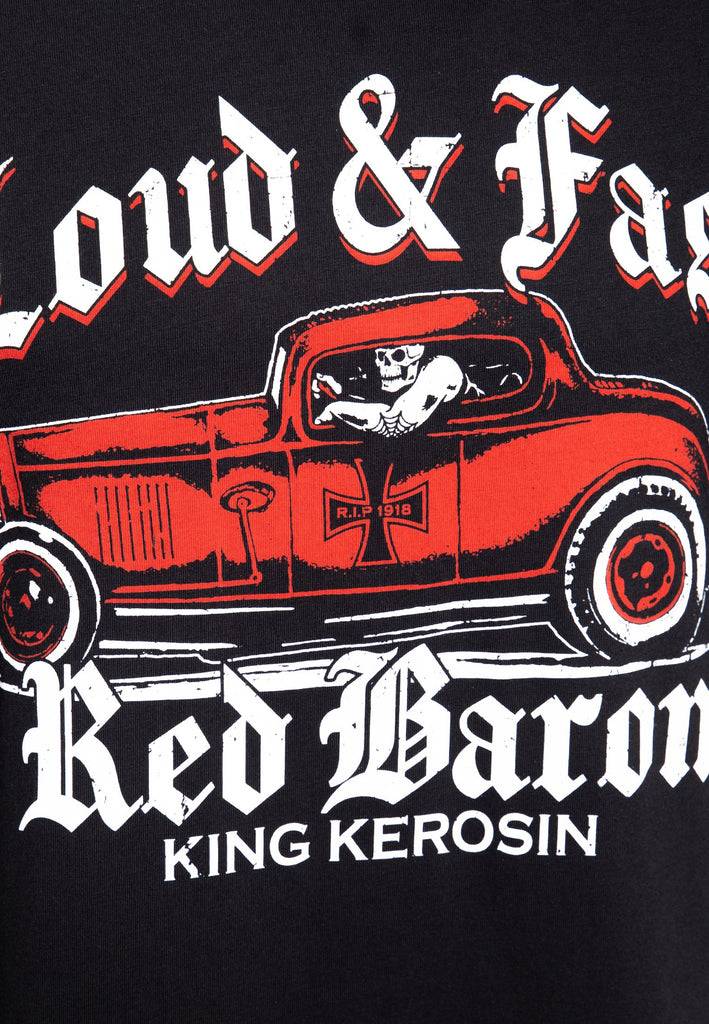 Queen Kerosin T-Shirt mit Print in der Front «Red Baron» Tiefpreis