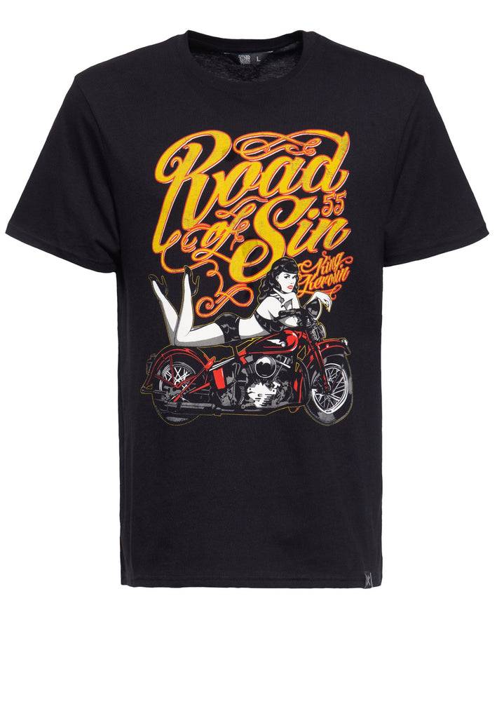 Queen Kerosin T-Shirt mit Print in der Front «Road of Sin» Super Sparpreis