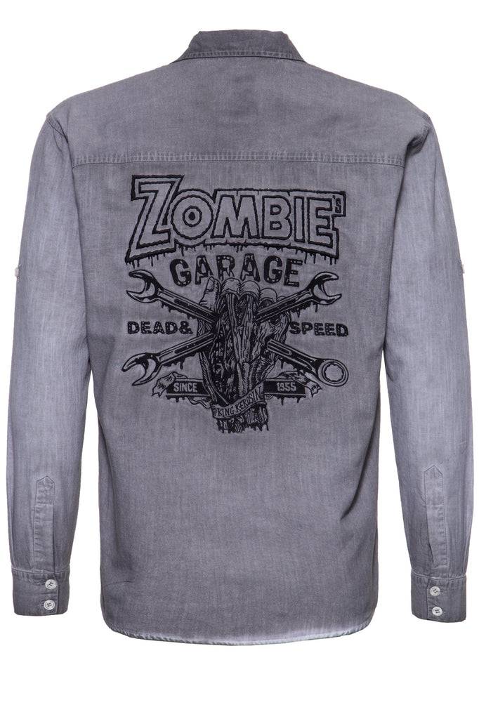 Queen Kerosin Authentisches Langarmhemd «Zombie Garage» Kostenlose Rückgabe