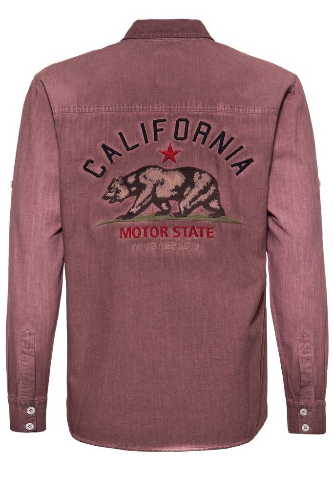 Queen Kerosin Authentisches Langarmhemd «California Bear»
