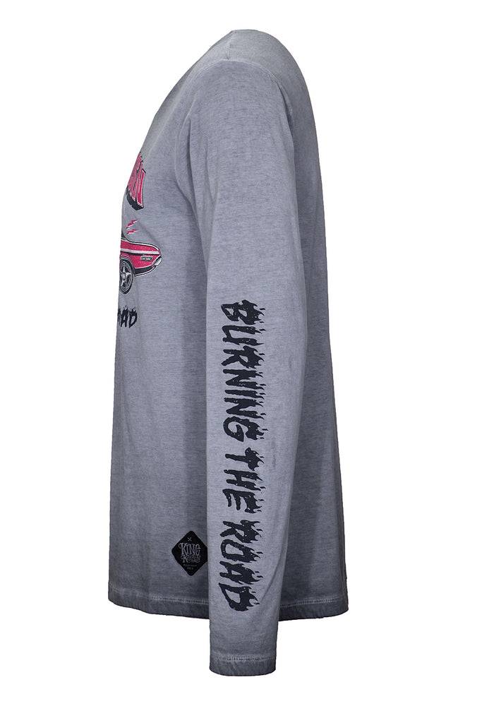Queen Kerosin Longsleeve Shirt mit Prints und Oilwash-Effekten «Death Dealer» Letzte 2 Tage