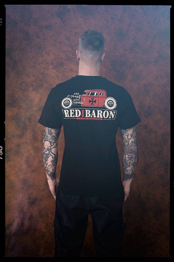 Queen Kerosin Shirt im Retro Style mit Back Print «Red Baron» Bis zu 60% Rabatt