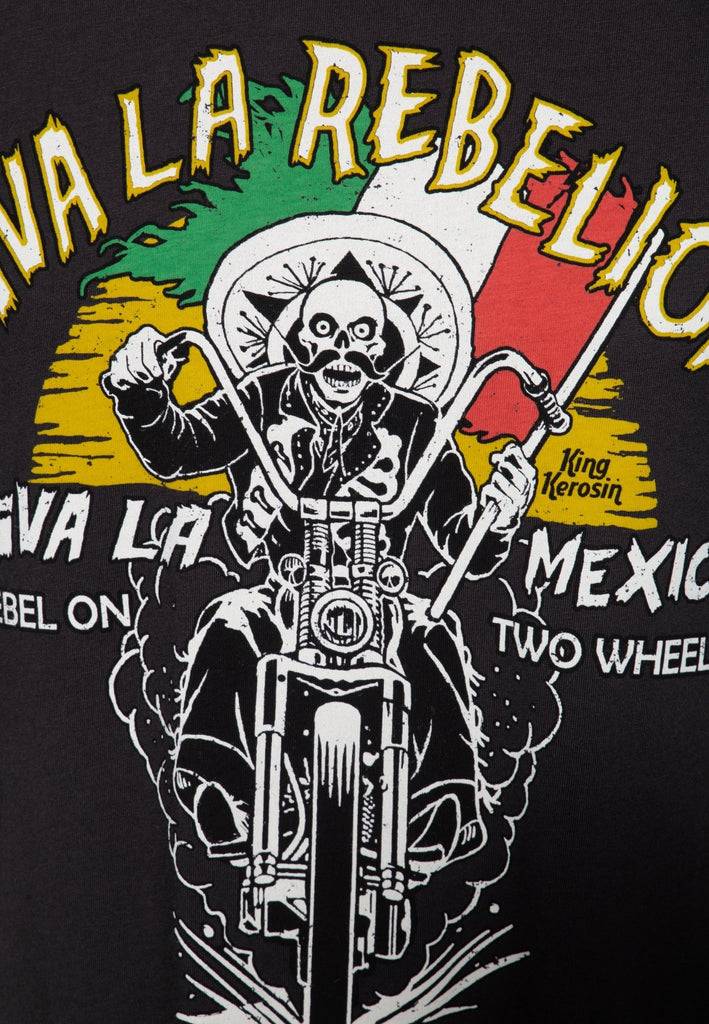 Queen Kerosin Basic T-Shirt aus Baumwolle mit Print «Viva la rebelion» Vierteljährliche Förderung