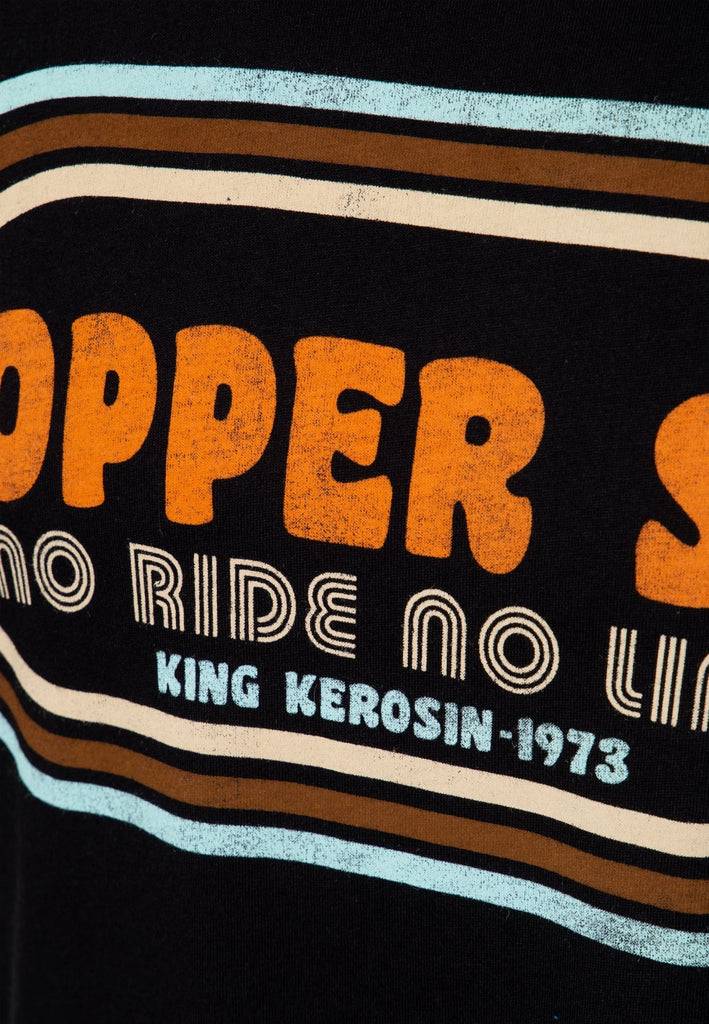 Queen Kerosin T-Shirt mit Print und farbigen Absteppungen «Chopper Sh*t» Discount Store für neue Produkte