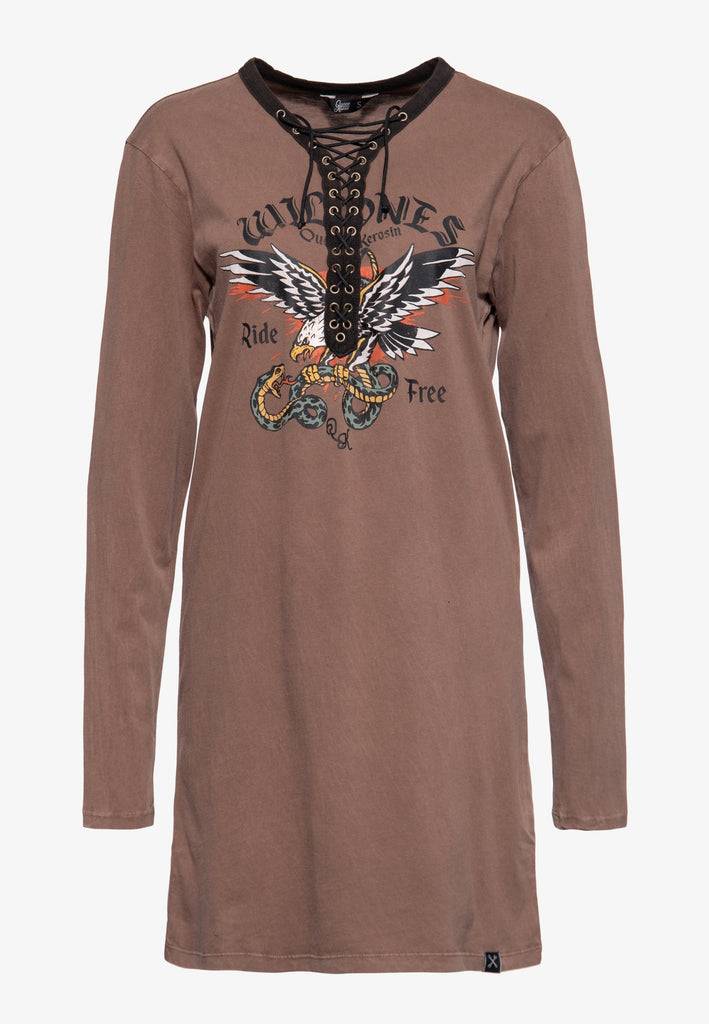 Queen Kerosin Loose Fit Longshirt «Wild Ones Ride Free» Im Verkauf