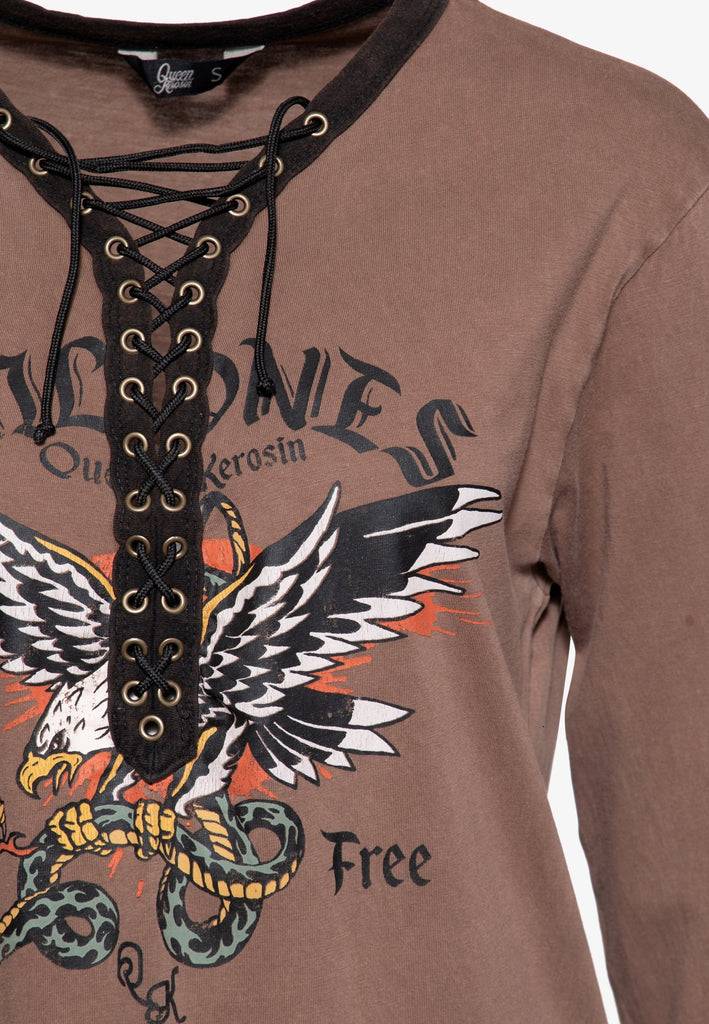 Queen Kerosin Loose Fit Longshirt «Wild Ones Ride Free» Im Verkauf
