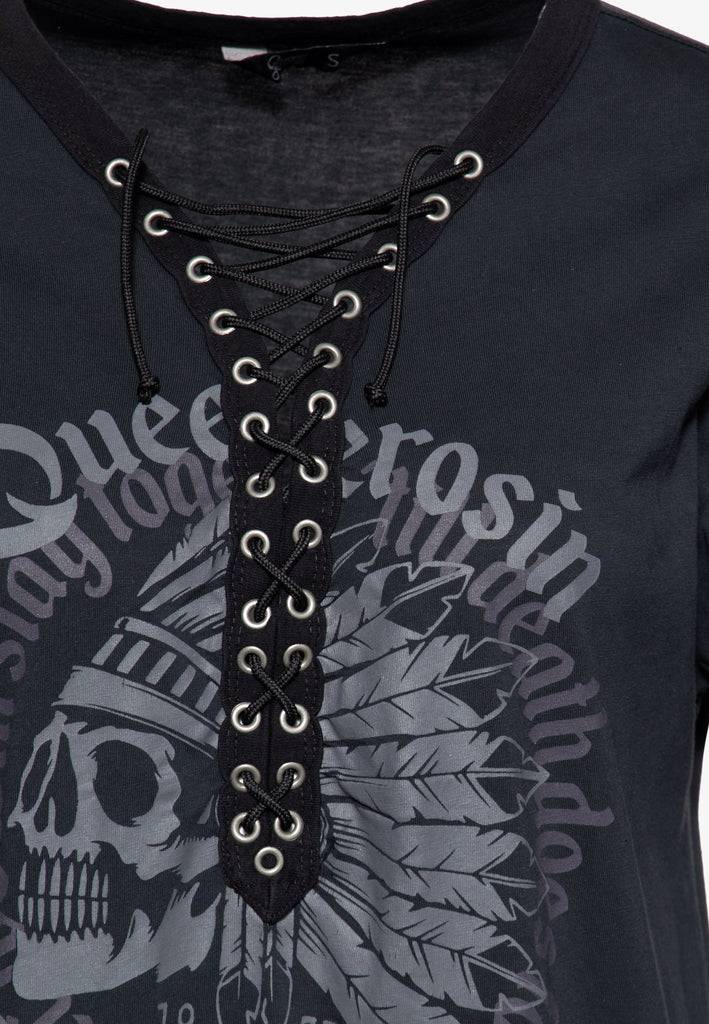 Queen Kerosin Loose Fit Longshirt «Indian Rider Queen» zollfrei
