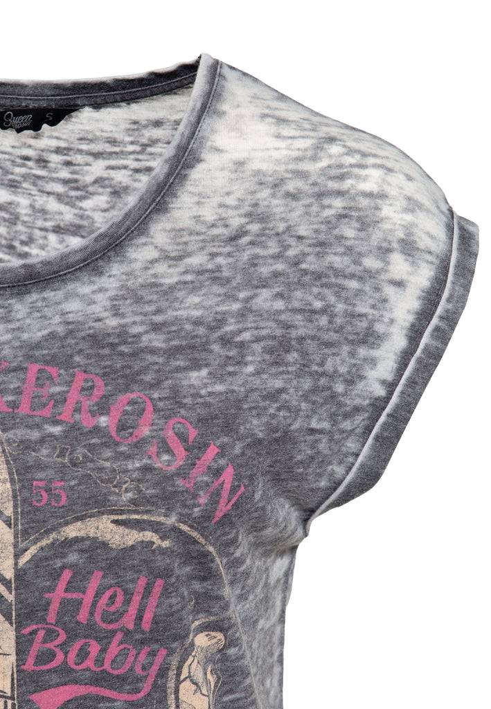 Queen Kerosin Enzyme Wash T-Shirt «Hell Baby» 2025