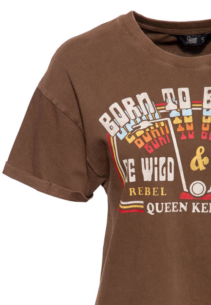 Queen Kerosin Acidwash T-Shirt «Free Born» Outlet