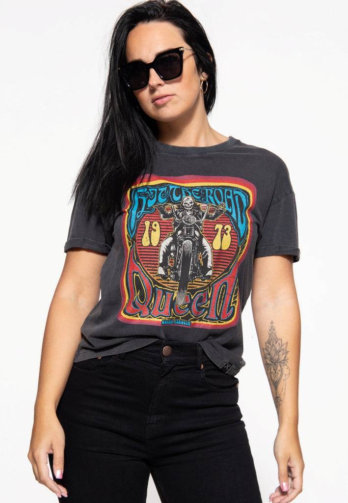 Queen Kerosin Acid Wash T-Shirt «Hit the Road Queen»