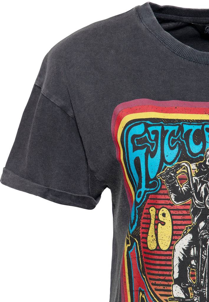 Queen Kerosin Acid Wash T-Shirt «Hit the Road Queen» Auslauf