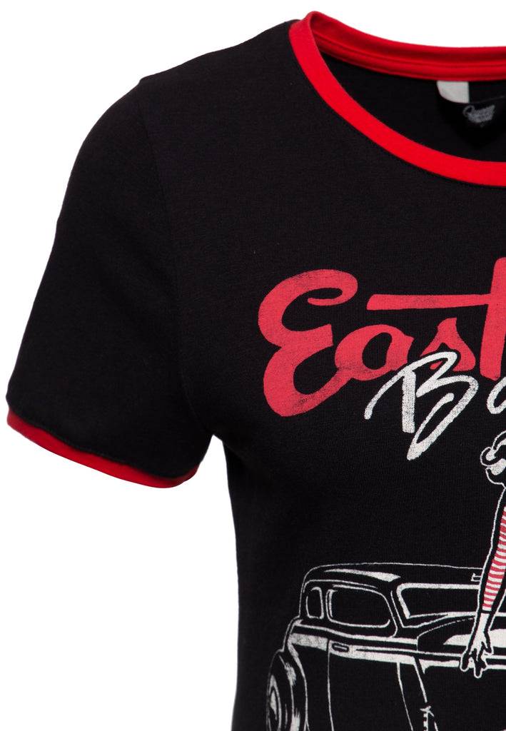Queen Kerosin Vintage Contrast T-Shirt «East Side Babe» im Angebot