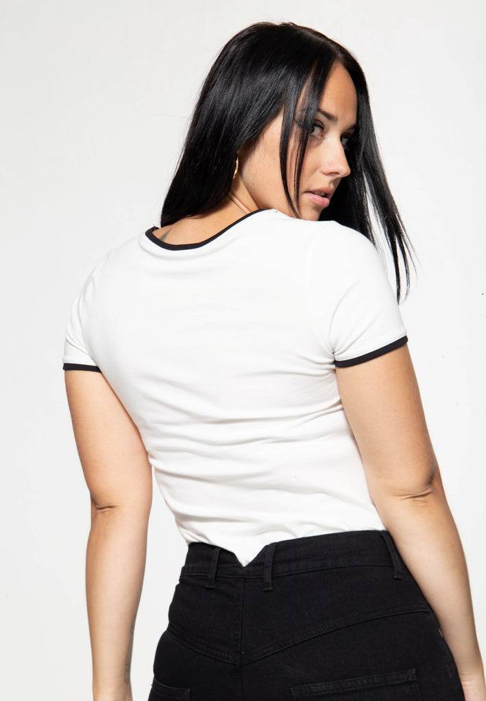 Queen Kerosin Vintage Contrast T-Shirt «Built it up!» Schlussverkauf
