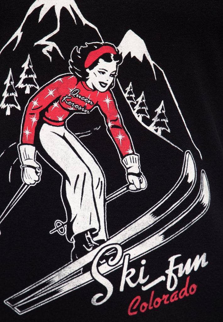 Queen Kerosin Print T-Shirt «Ski Fun» Günstiger Verkauf