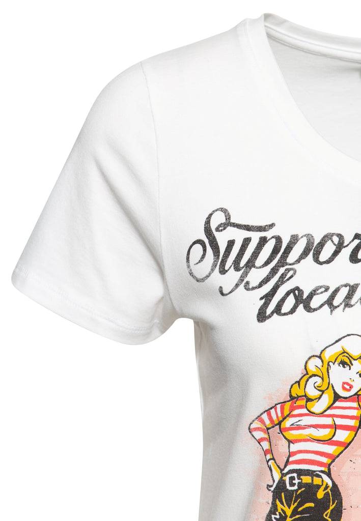 Queen Kerosin Basic T-Shirt «Support your local Girl Gang» Sonderangebot