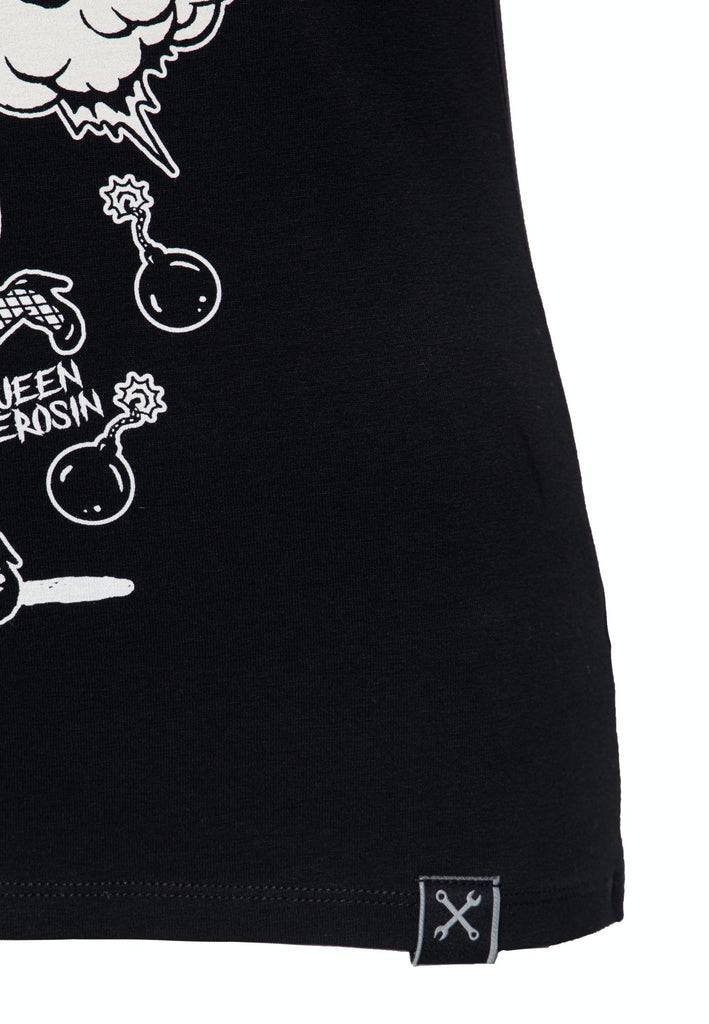 Queen Kerosin Printshirt mit V-Ausschnitt «Boom» Begrenztes Angebot