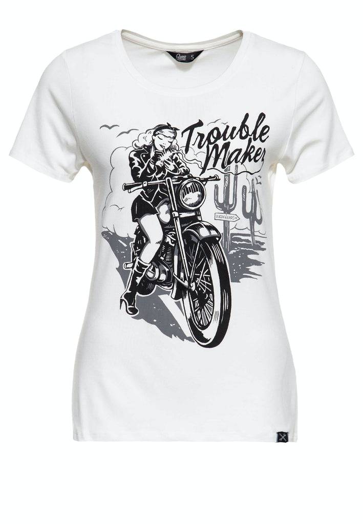 Queen Kerosin Slim Fit Print Shirt mit Frontmotiv «Trouble Maker» Online Shopping