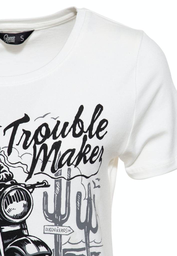 Queen Kerosin Slim Fit Print Shirt mit Frontmotiv «Trouble Maker» Online Shopping