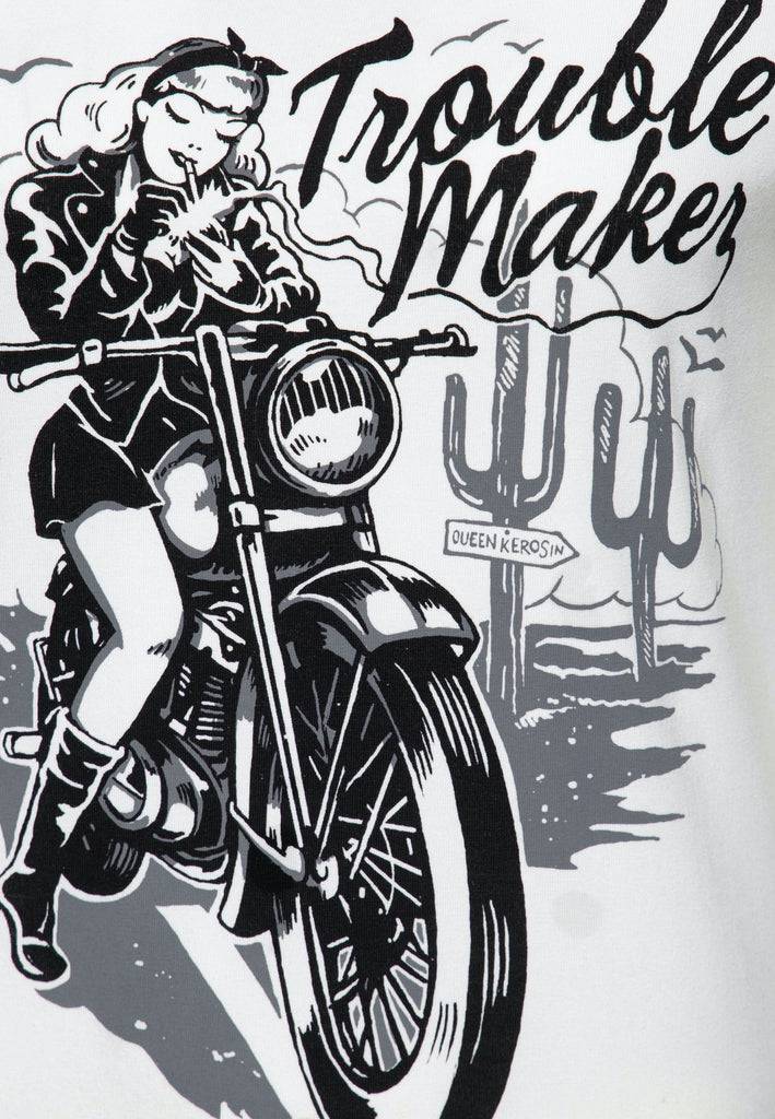Queen Kerosin Slim Fit Print Shirt mit Frontmotiv «Trouble Maker» Online Shopping