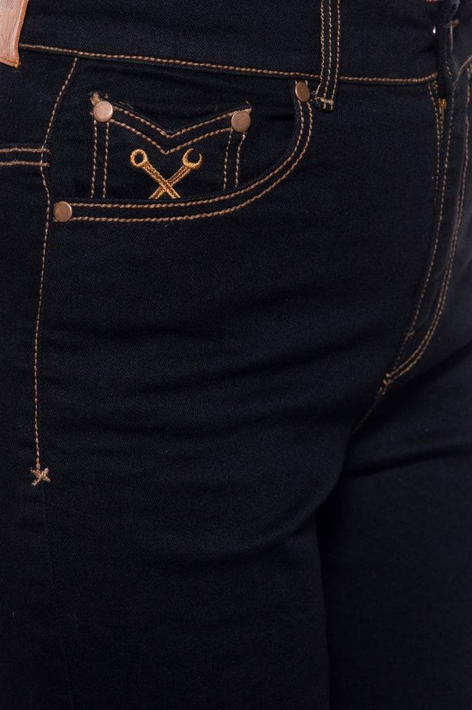 Queen Kerosin Vintage High Waist Jeans mit geradem Bein «Melly» Weihnachtsangebot