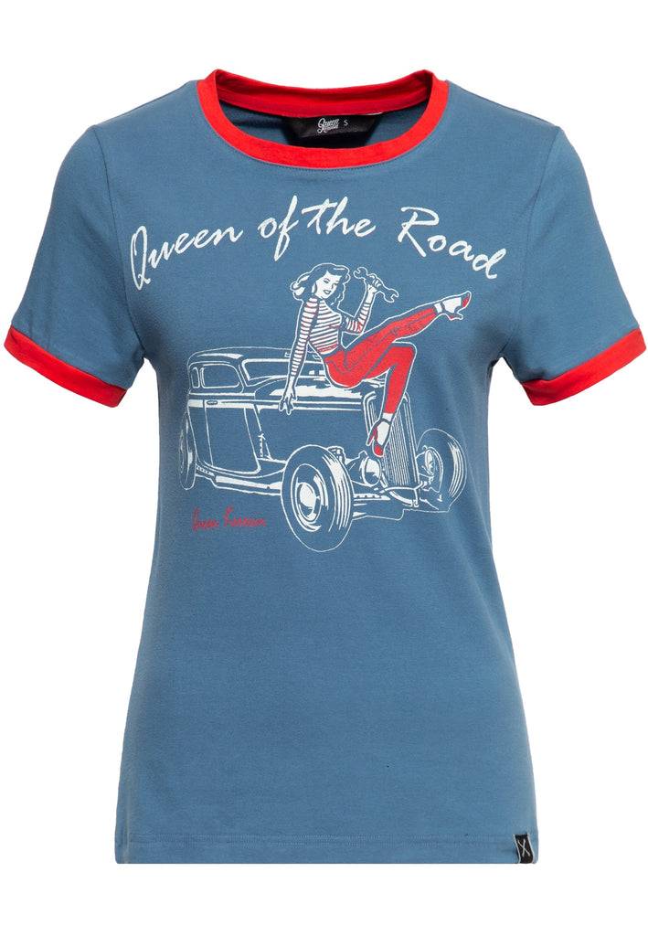 Queen Kerosin Vintage Contrast T-Shirt «Queen of the Road» Osterangebot