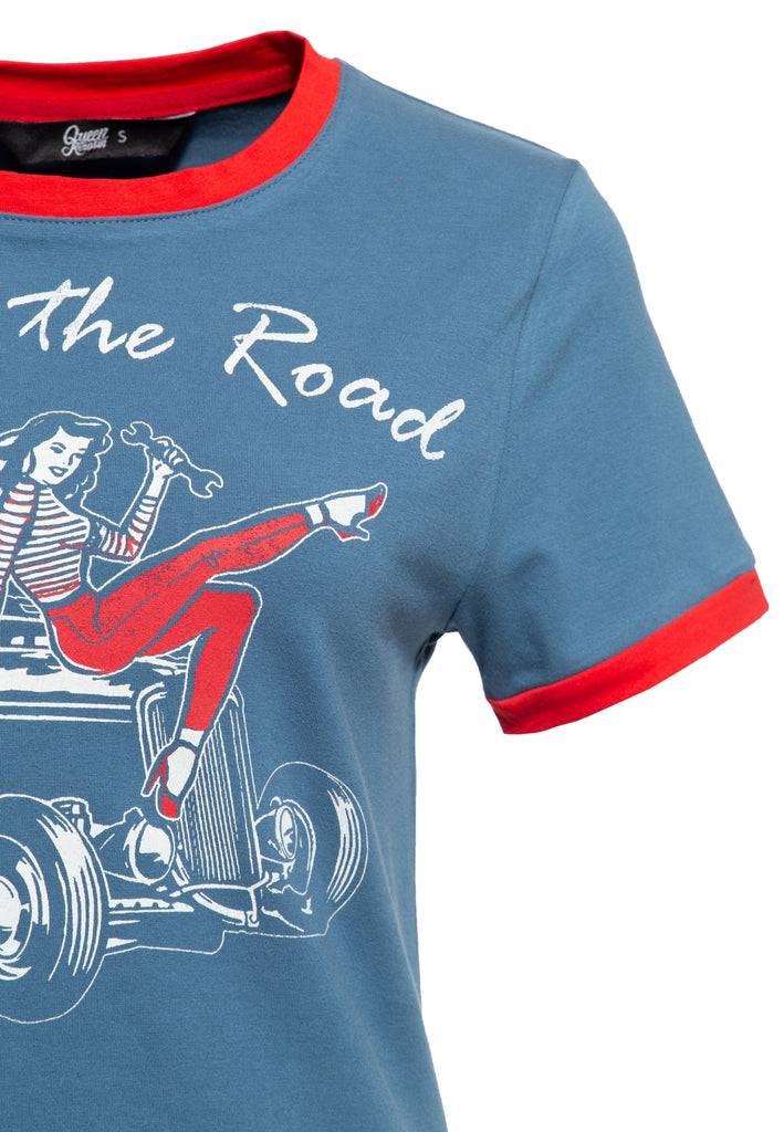 Queen Kerosin Vintage Contrast T-Shirt «Queen of the Road» Osterangebot