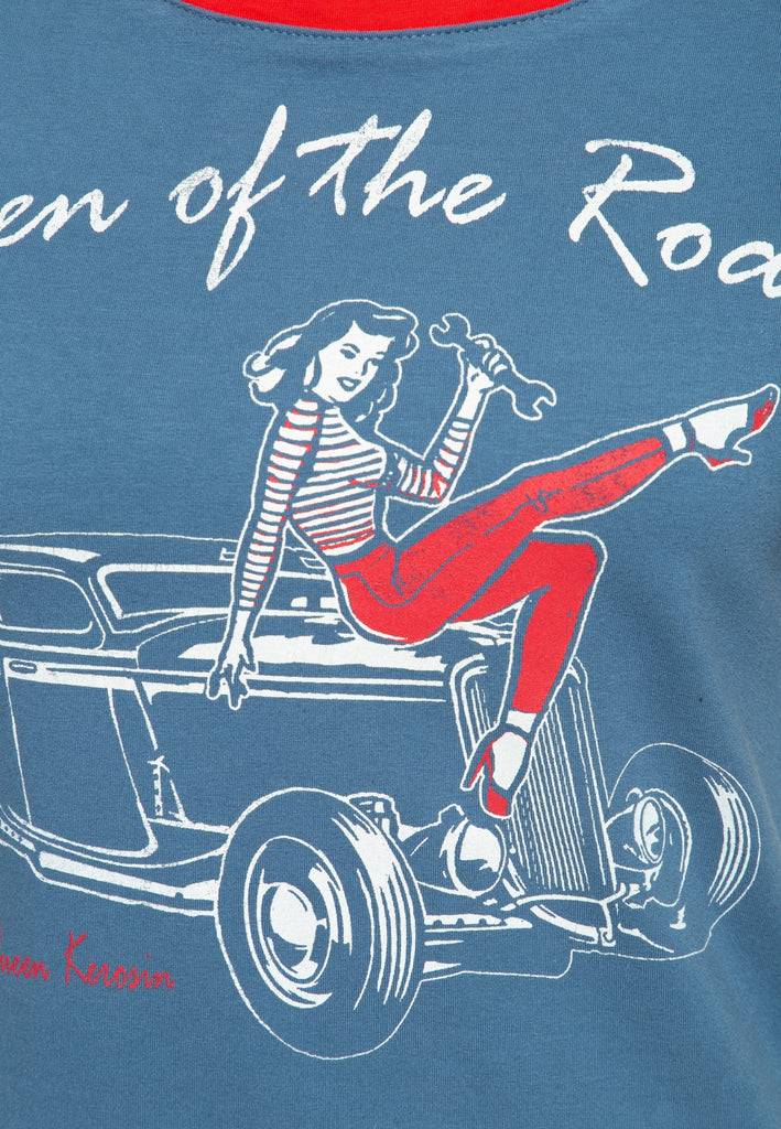 Queen Kerosin Vintage Contrast T-Shirt «Queen of the Road» Osterangebot