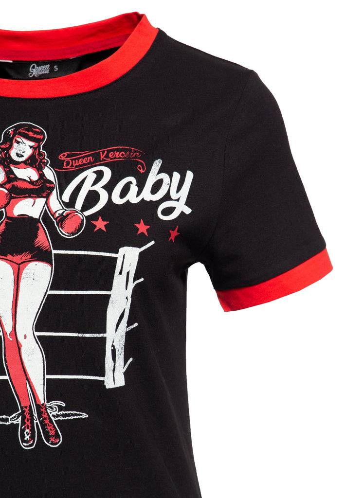 Queen Kerosin Vintage Contrast T-Shirt «Nobody`s Baby» Muttertagsangebot