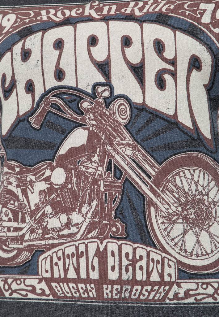 Queen Kerosin Sleveless Enzymewash Shirt «Chopper 1974» Valentinstagsangebot